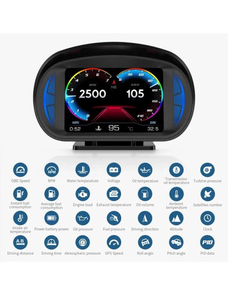 Velocímetro OBD2 GPS Digital con alarma