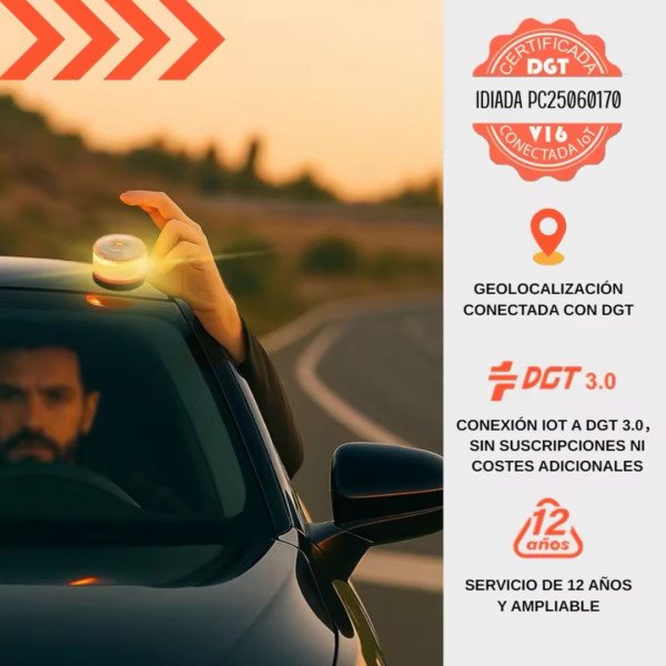 Baliza V16 Homologada con GPS DGT 3.0 – Luz de Emergencia