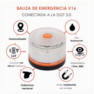 Baliza V16 Homologada con GPS DGT 3.0 – Luz de Emergencia 2